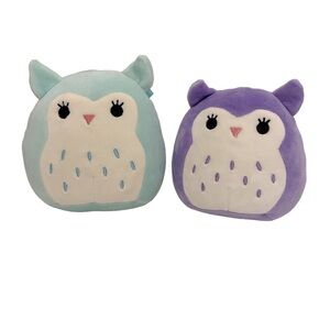 Squishmallows Kelly Toy Plush Winston the Turquoise Owl & Holly the Purple Owl